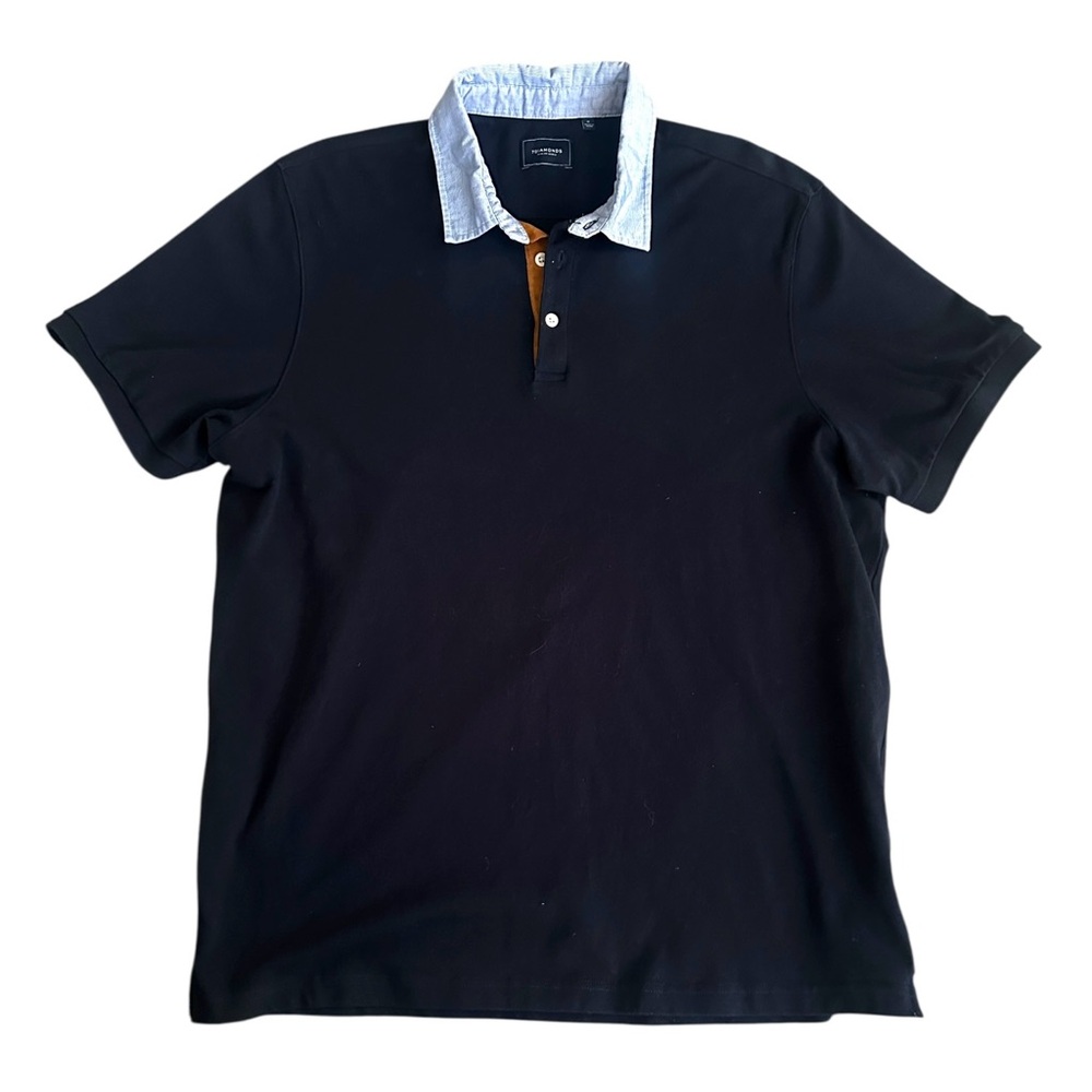 7 Diamonds Men’s Polo Shirt Size XL Navy Blue Solid Golf Short Sleeve EUC